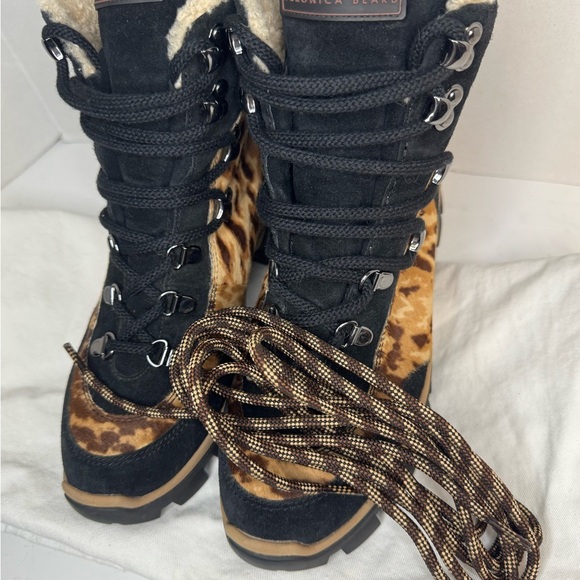 Veronica Beard Galina Leopard Print Leather Boot Size 7. - Picture 11 of 11